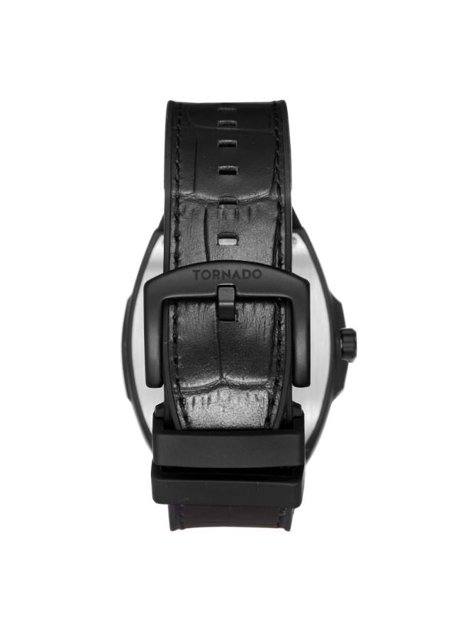 TORNADO Men's Leather Analog Display Watch T25001-BLBB - 44mm - Image 3